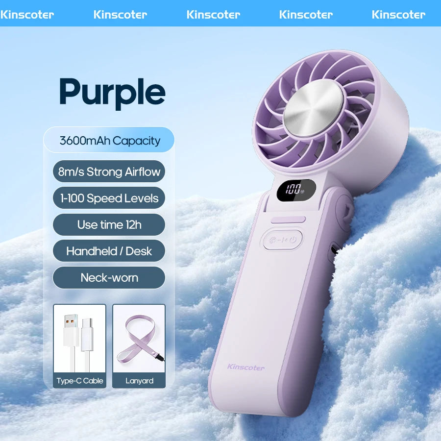 Experience Ultimate Comfort with the 3600mAh Foldable Handheld Fan - Your Personal Cooling Companion!
