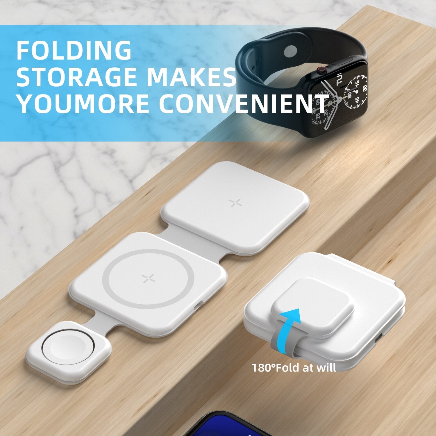 Revolutionary 3-in-1 Magnetic Foldable Wireless Charging Station for All Your Devices - Fast, Safe, and Travel-Friendly!