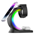 Revolutionary 4-in-1 Magnetic Wireless Charger - Fast, Stylish Charging Station for iPhone, AirPods Pro & Apple Watch with Ambient RGB Lighting