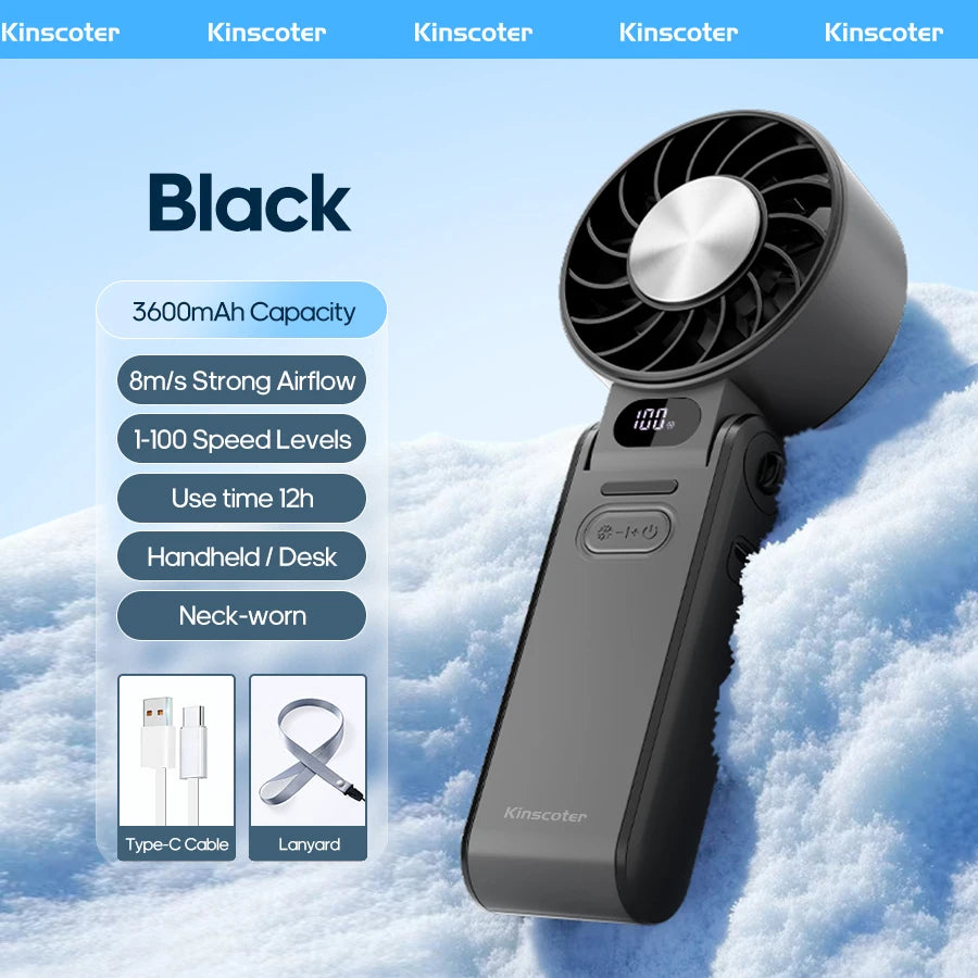 Experience Ultimate Comfort with the 3600mAh Foldable Handheld Fan - Your Personal Cooling Companion!