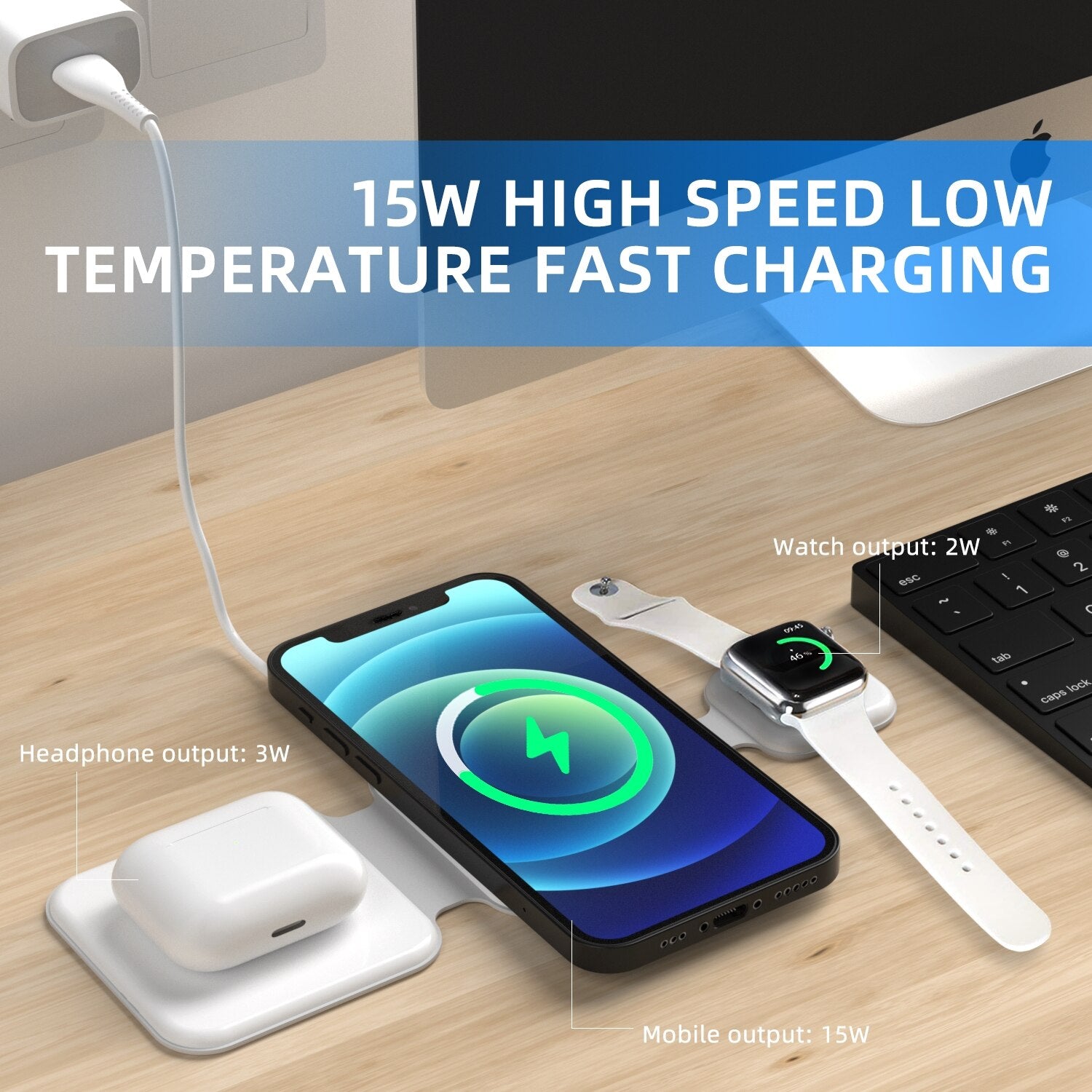 Revolutionary 3-in-1 Magnetic Foldable Wireless Charging Station for All Your Devices - Fast, Safe, and Travel-Friendly!