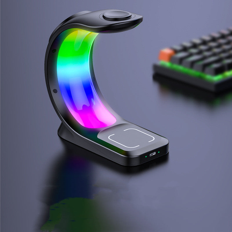 Revolutionary 4-in-1 Magnetic Wireless Charger - Fast, Stylish Charging Station for iPhone, AirPods Pro & Apple Watch with Ambient RGB Lighting