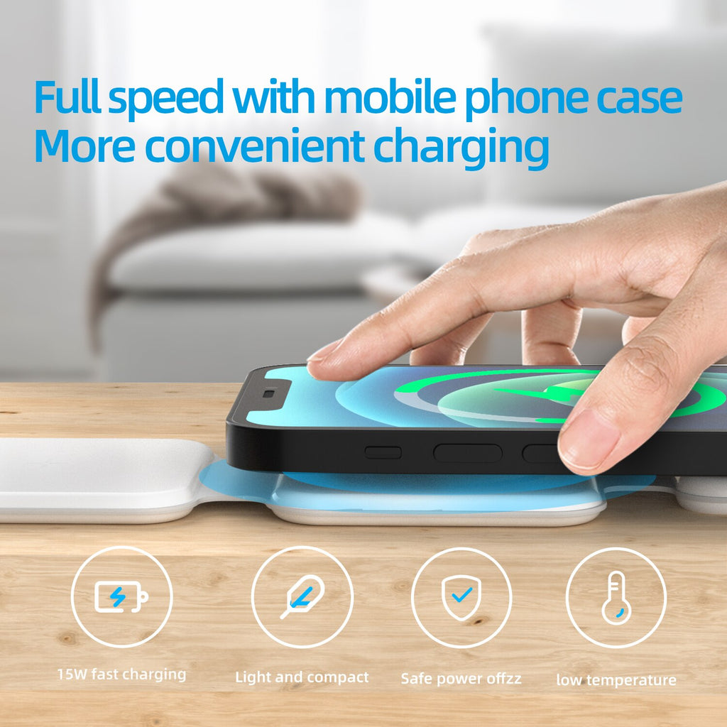 Revolutionary 3-in-1 Magnetic Foldable Wireless Charging Station for All Your Devices - Fast, Safe, and Travel-Friendly!